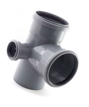 Крестовина канализационная серая внутренняя  двухплоскостная 110*110*50*87 левая